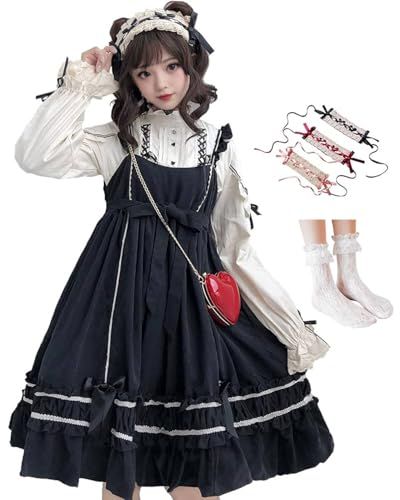 [JIURUN] ワンピース ロリータ 長袖 ゴスロリ コスプレ アニメ 森ガール ロリータ 大きいサイズ ドレス 女装 服 cosplay lolita ゴシック ワンピース ジャンパースカート かわいい コスプレ ブラウス クリスマス ハ 67e82096