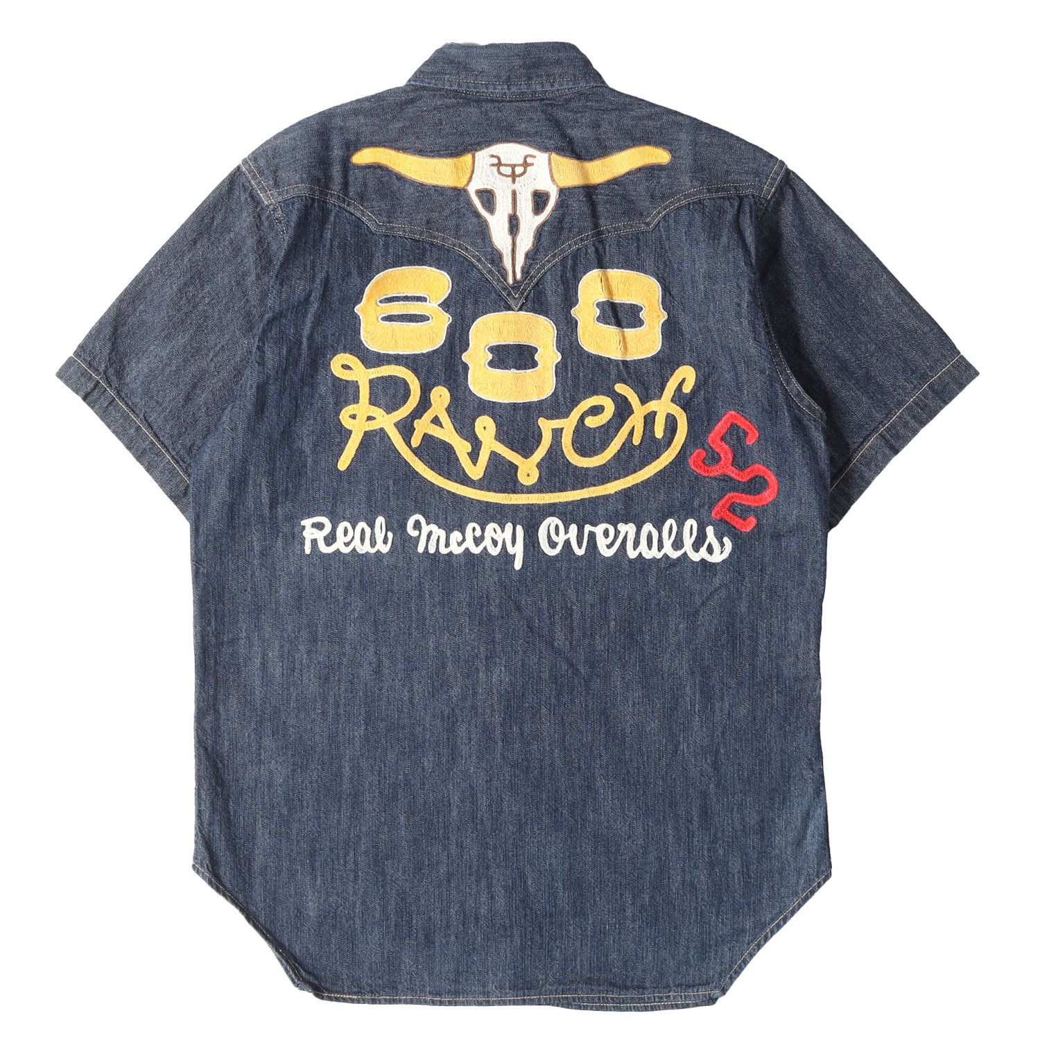 THE REAL McCOYS リアルマッコイズ シャツ インディゴ サイズ:14(S) | チェーン刺繍デザイン ウエスタン デニム 半袖 ボタンシャツ | 600 RANCH | トップス カジュアルシャツ【メンズ】【中古】
