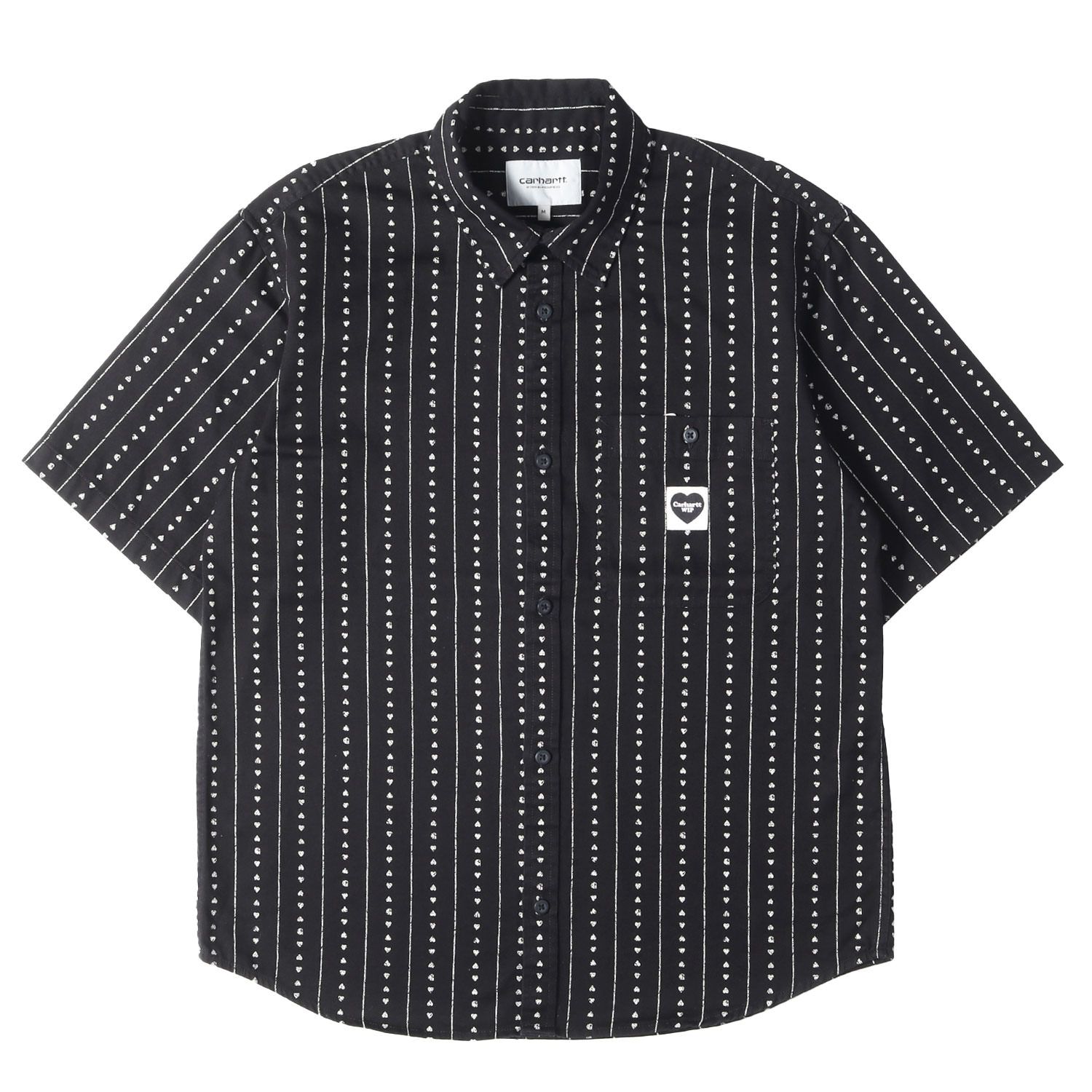 【美品】Carhartt WIP カーハート シャツ ブラック 黒 サイズ:M | 25SS ハートストライプ ワーク 半袖 ボタンシャツ (S/S Drewe Shirt) | トップス カジュアルシャツ 【メンズ】【中古】