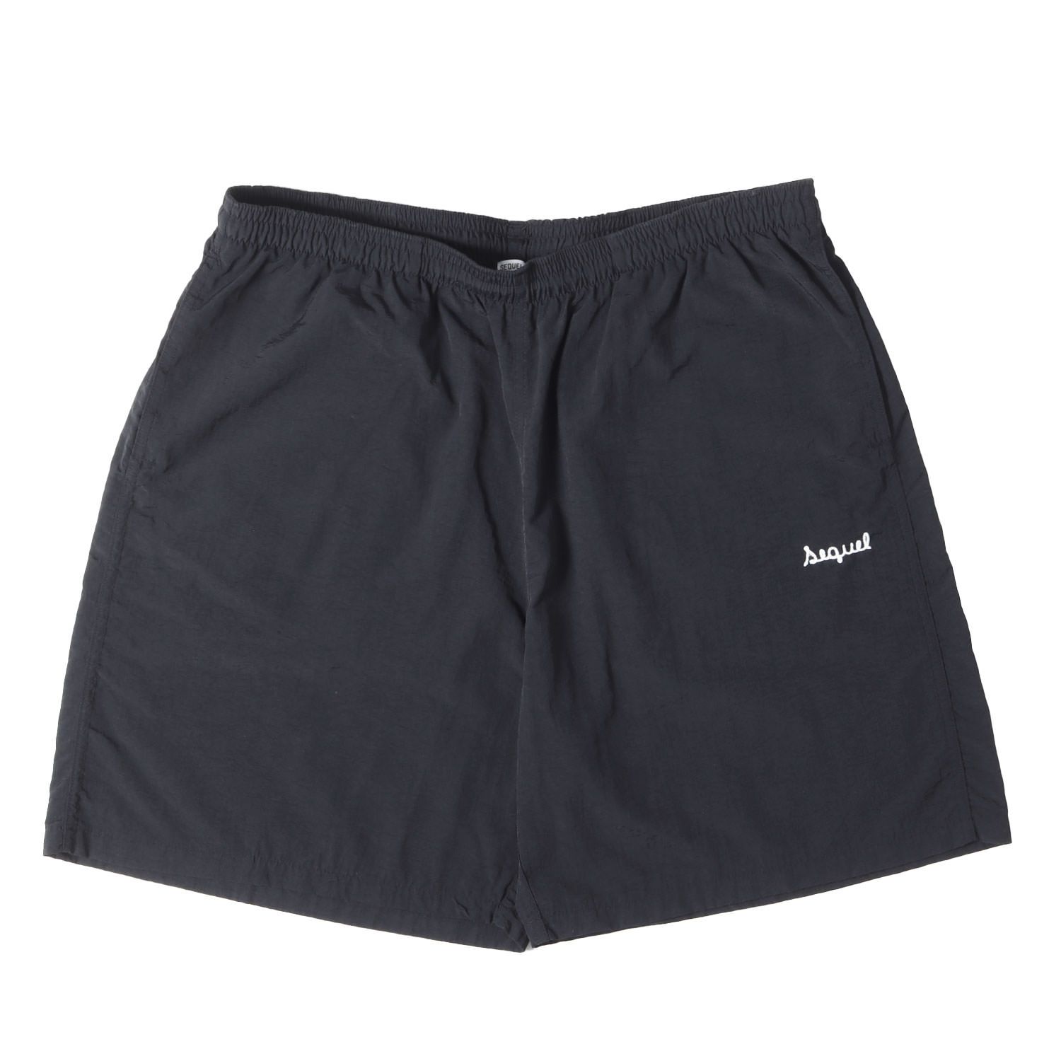 SEQUEL シークエル パンツ ブラック 黒 サイズ:L | 24SS チェーン刺繍ロゴ ナイロン イージーショーツ(EASY SHORTS) | ボトムス ショートパンツ【メンズ】【中古】