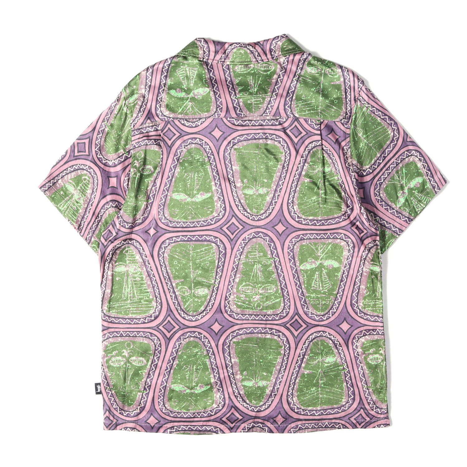 美品】STUSSY ステューシー シャツ グリーン ピンク サイズ:M | マスク 
