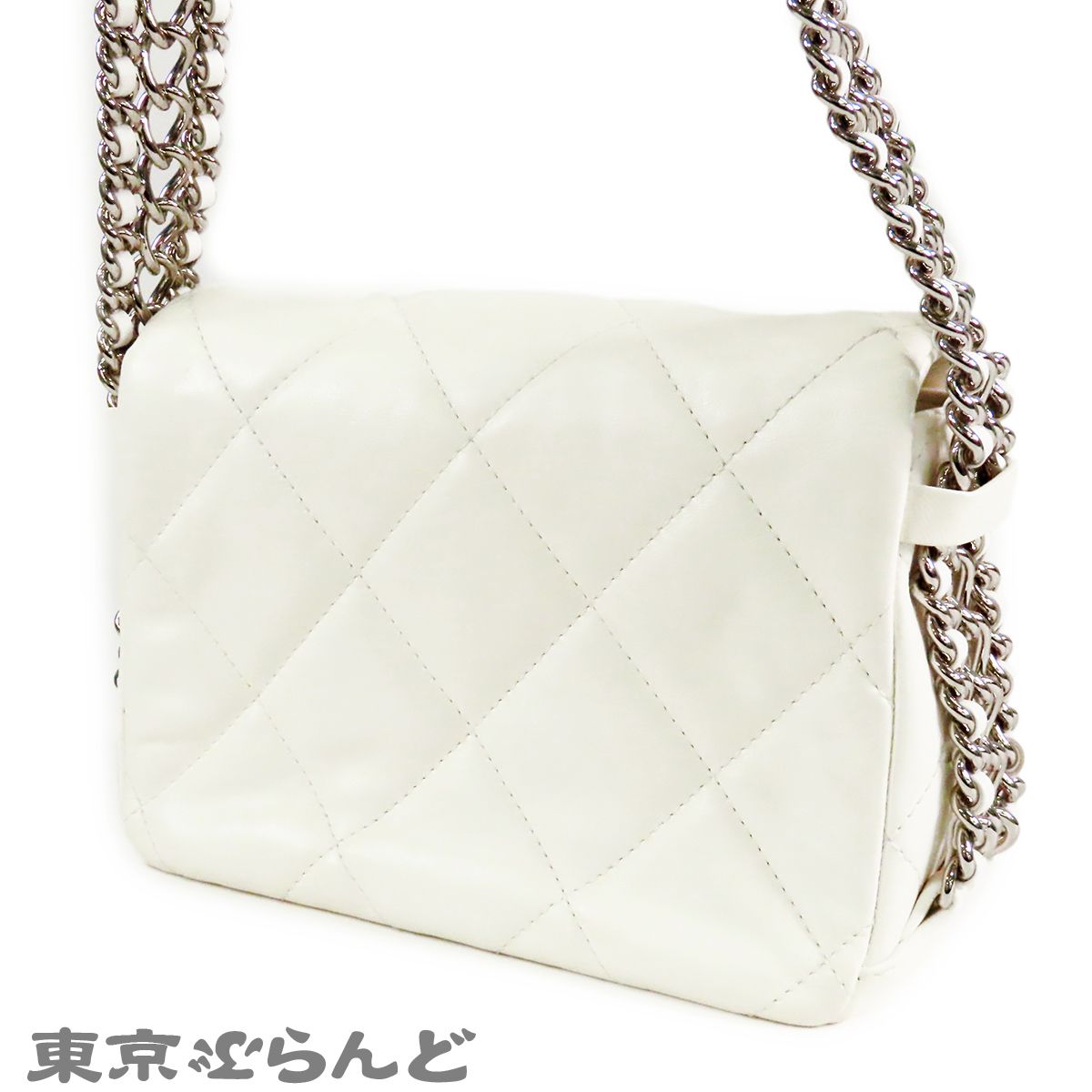 シャネル CHANEL フルフラップバッグ ホワイト 白 シルバー金具 
