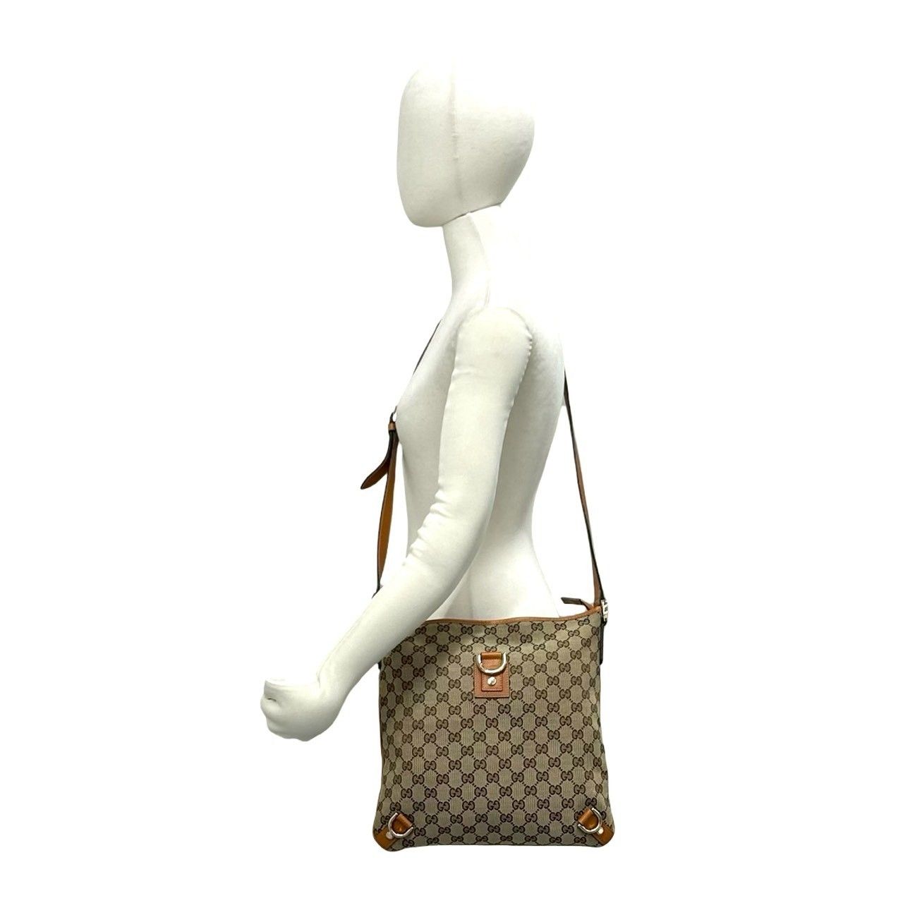 極 美品 GUCCI グッチ GG ロゴ 金具 キャンバス レザー 本革 セミ ワン