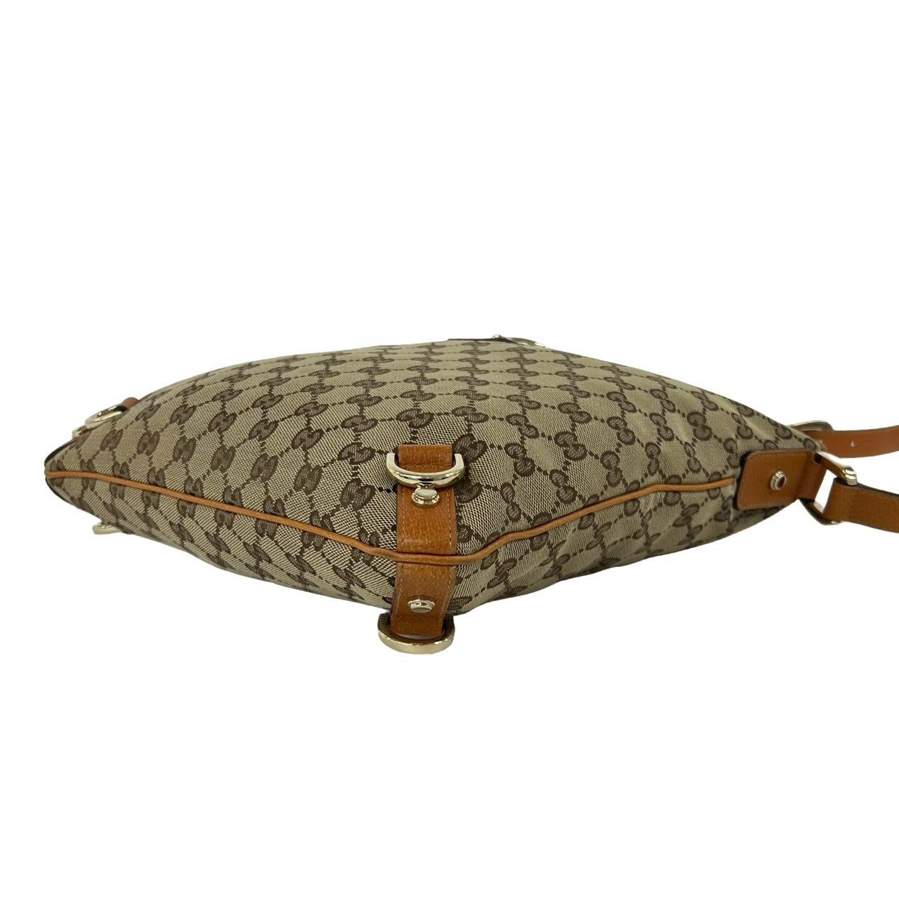 グッチ　モノグラム　キャンバス　レザー　ミニバック 極 美品 GUCCI グッチ GG ロゴ 金具 キャンバス レザー 本革 セミ ワン