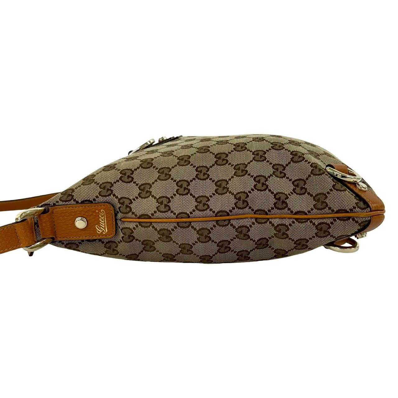 極 美品 GUCCI グッチ GG ロゴ 金具 キャンバス レザー 本革 セミ ワン 