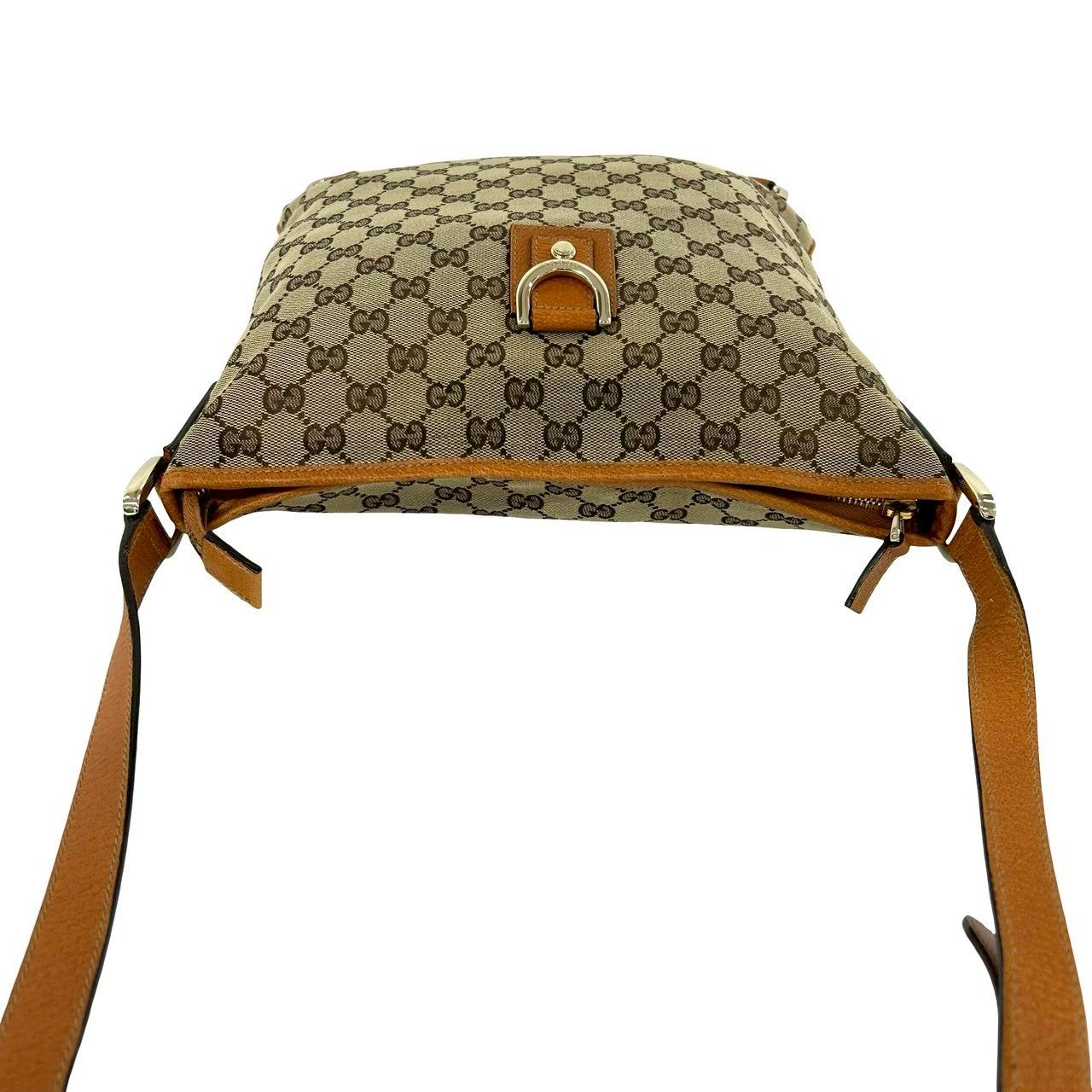 極 美品 GUCCI グッチ GG ロゴ 金具 キャンバス レザー 本革 セミ ワン