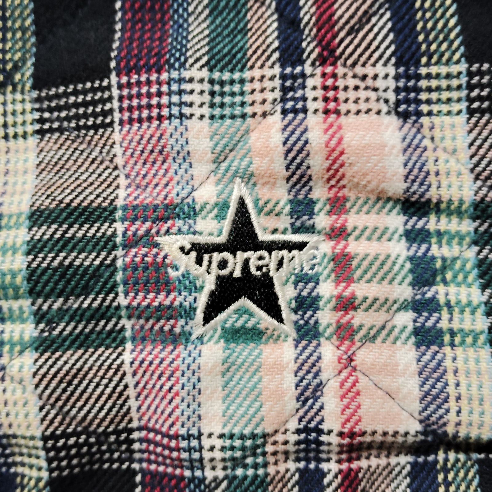 Supreme 19aw Quilted Plaid Zip Up Shirt S Off-White シュプリーム 
