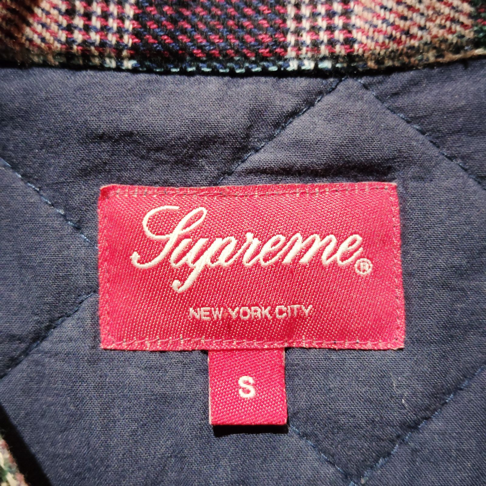 Supreme 19aw Quilted Plaid Zip Up Shirt S Off-White シュプリーム 