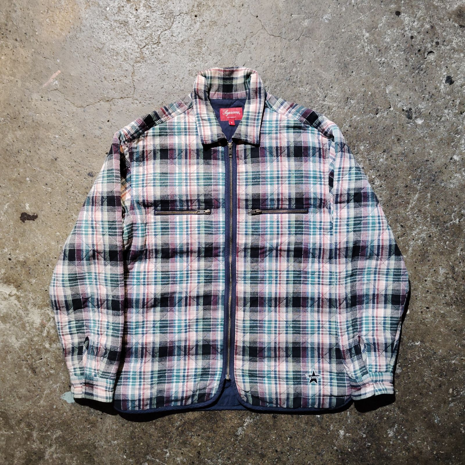 Supreme 19aw Quilted Plaid Zip Up Shirt S Off-White シュプリーム 2019aw キルティング チェック ジップアップシャツ