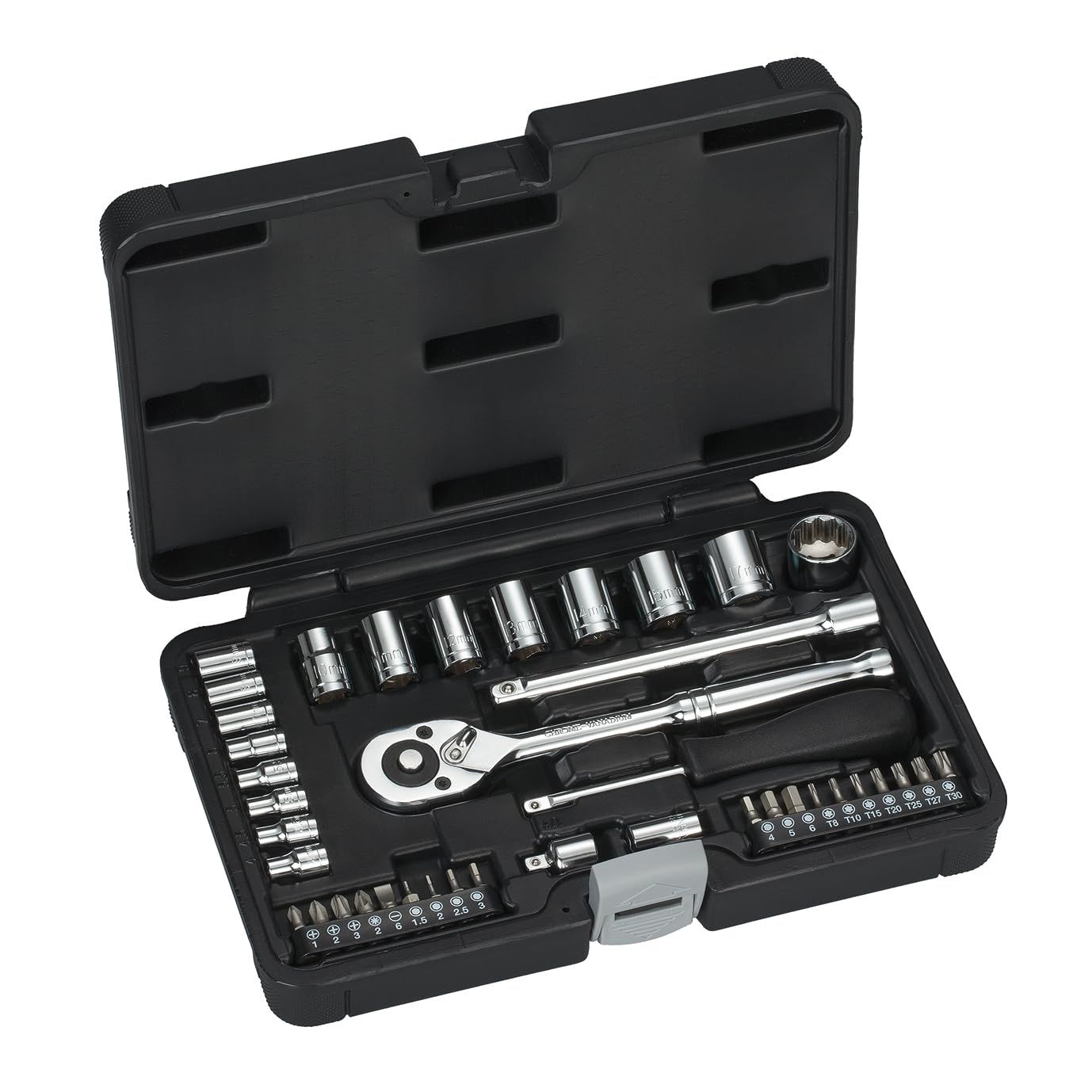 高儀(Takagi) ソケットレンチセット 40pcs SWS-400 ねじ ボルト ナット 締めつけ ゆるめ 6.35mm 9.5mm 差込角 狭い場所の作業も快適 エクステンションバー ソケットの脱着がワンタッチ クイックリリース ラチェ 69c5df4c