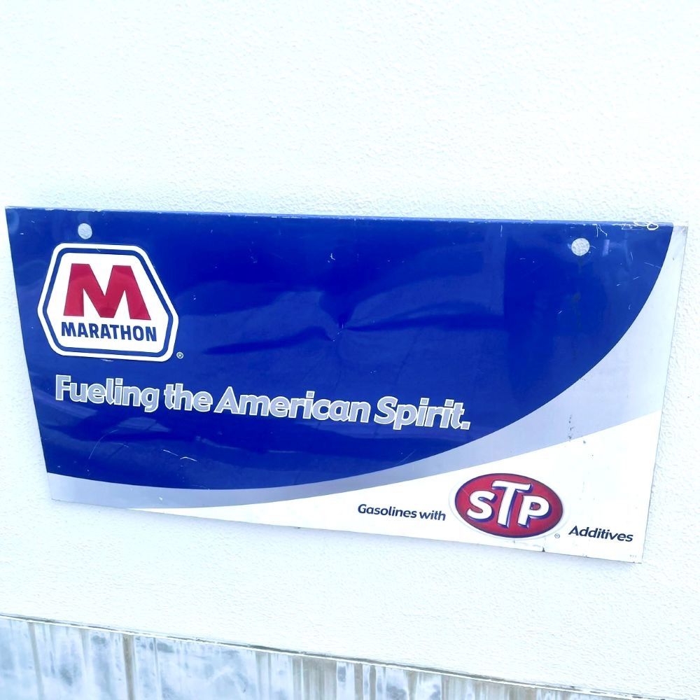 Marathon STP ヴィンテージ 看板 ガレージ サインプレート / マラソン GAS OIL ガソリンスタンド USA Vintage インテリア アメリカン雑貨