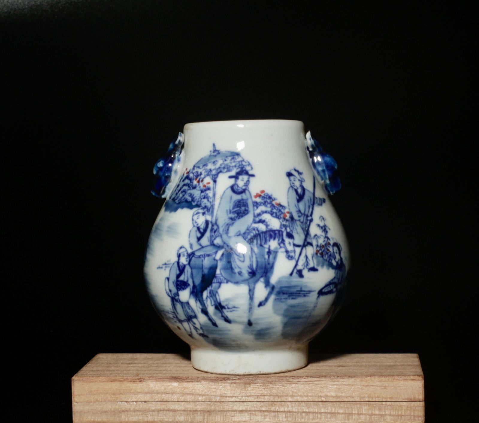 中古 青花 釉里紅 人物図 鹿耳小瓷尊 小壺 中国美術 CL0037 中古 青花釉裏紅 人物行列図 鹿耳小瓷尊 小壺 中国美術 CL0037 - メルカリ