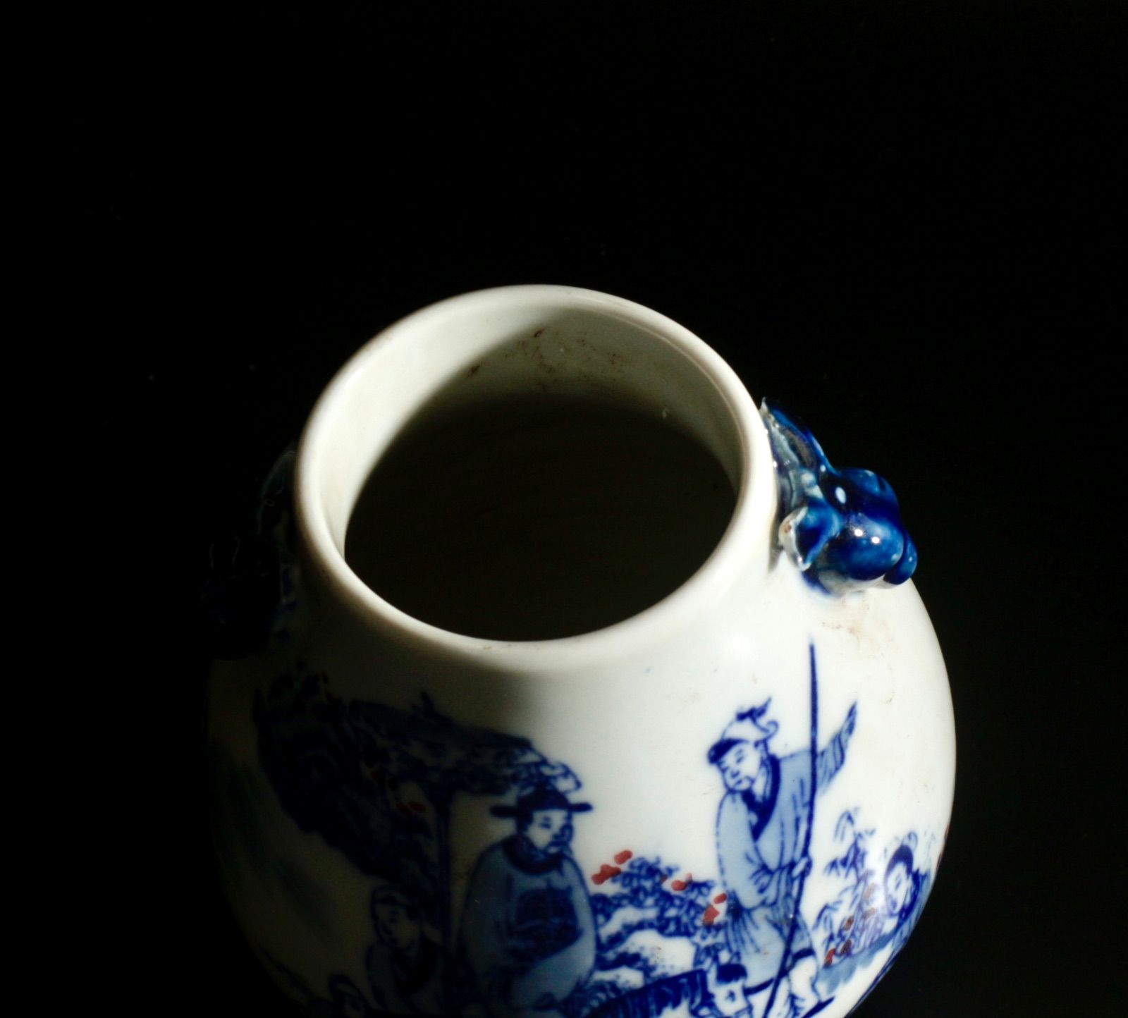 中古 青花釉裏紅 人物行列図 鹿耳小瓷尊 小壺 中国美術 CL0037 - メルカリ