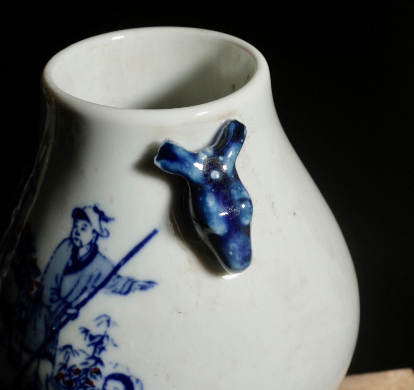 中古 青花釉裏紅 人物行列図 鹿耳小瓷尊 小壺 中国美術 CL0037 中古 青花釉裏紅 人物行列図 鹿耳小瓷尊 小壺 中国美術 CL0037 - メルカリ