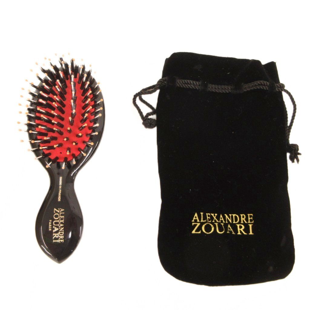 アレクサンドルズアリALEXANDRE ZOUARI フランス製 ヘアブラシ 黒 ブラック オーバル型 ラインストーン装飾 /NU ■GY99