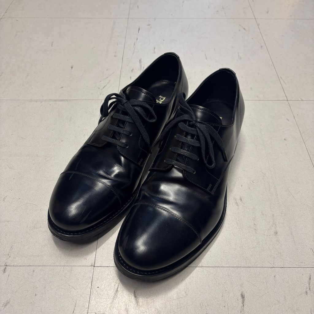 PRADA プラダ Brushed Spazzolato Leather Business Shoes レザーシューズ DNC103 ブラック size:9【中目黒B05】