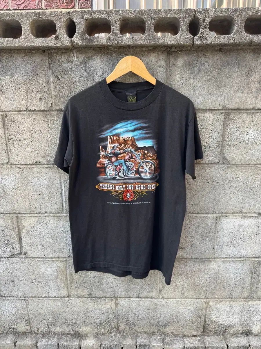 80s 3d emblem イージーライダース ヴィンテージ バイカー プリンティング 半袖 Tシャツ