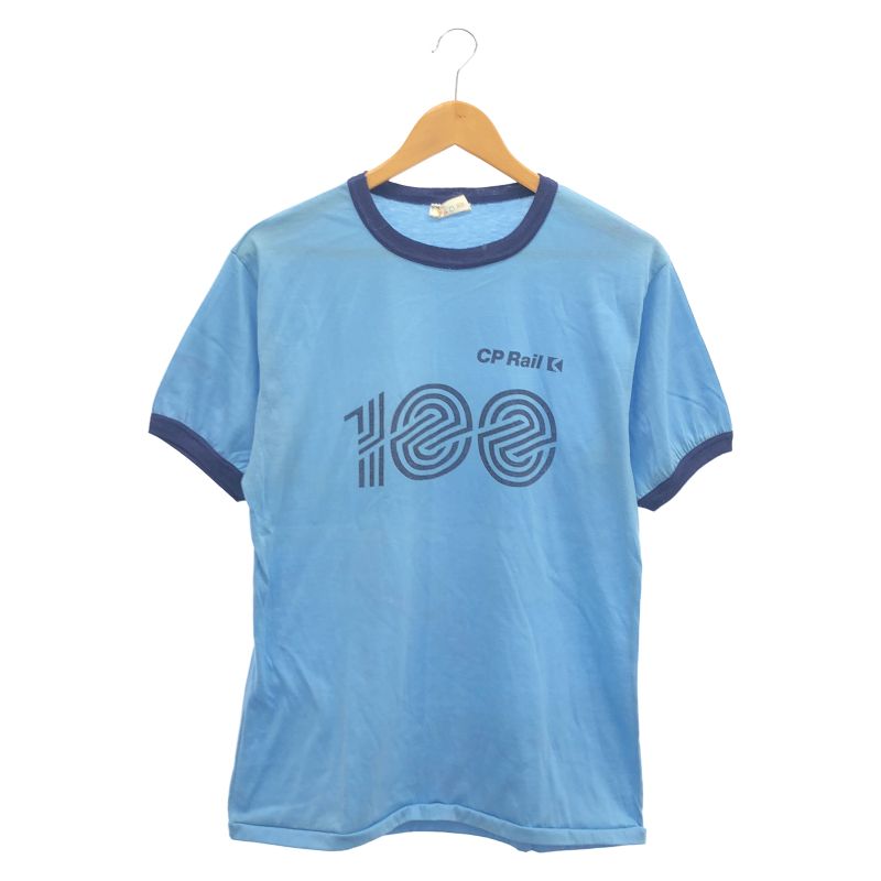 【中古】オールド CALHOUN 100 リンガーTシャツ XXL ブルー カルフーン[92]