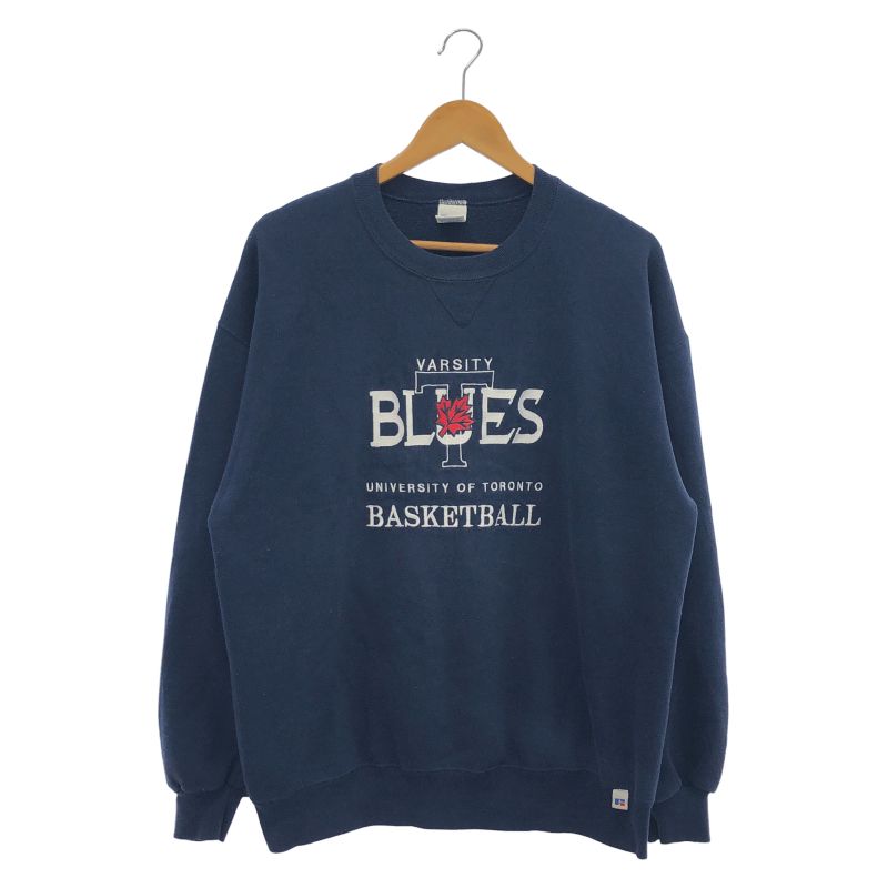 【中古】90s RUSSELL ATHLETIC カレッジスウェット XL ネイビー ラッセルアスレティック[92]