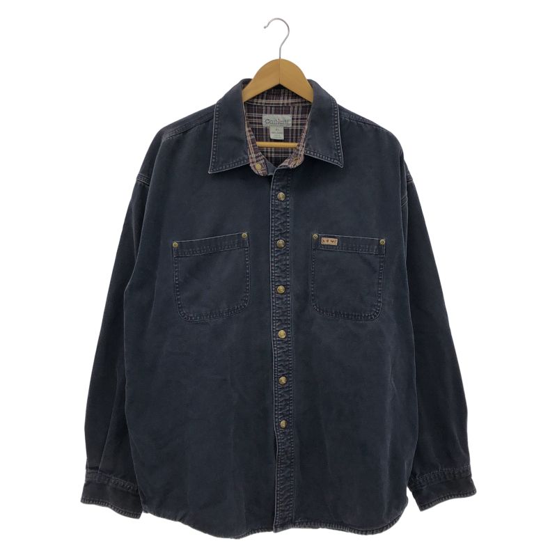 【中古】オールド Carhartt 裏地チェック ダックシャツジャケット XL ネイビー カーハート[92] 7,476円