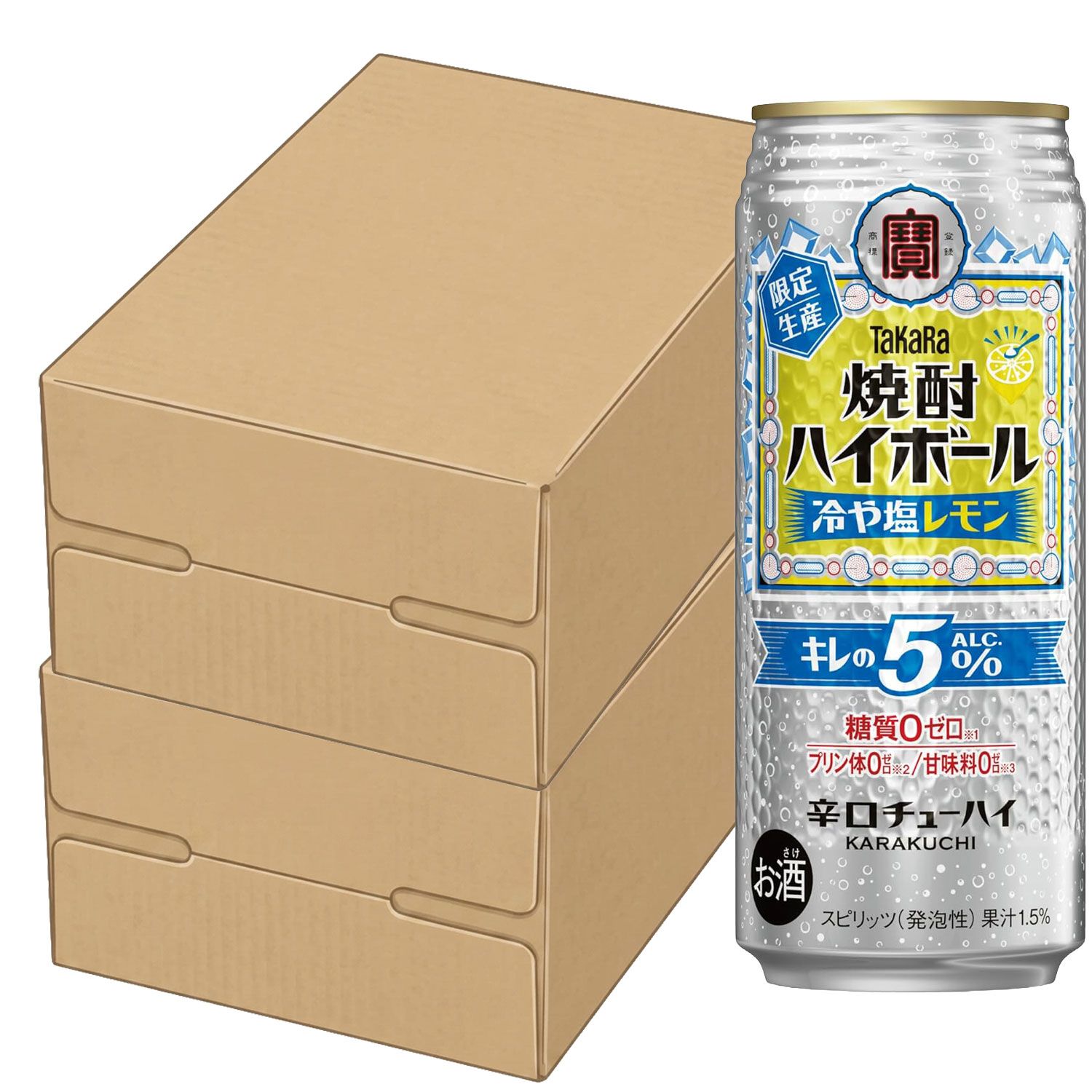 チューハイ 宝 焼酎ハイボール キレの5°冷や塩レモン 500ml × 2ケース / 48本