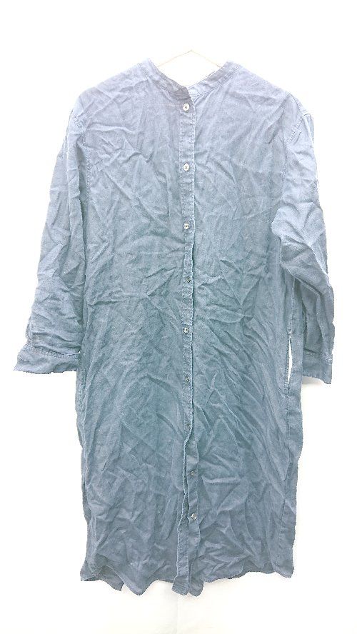 ◇ 無印良品 長袖 ロングシャツ サイズM-L ネイビー レディース E 【1407180029361】