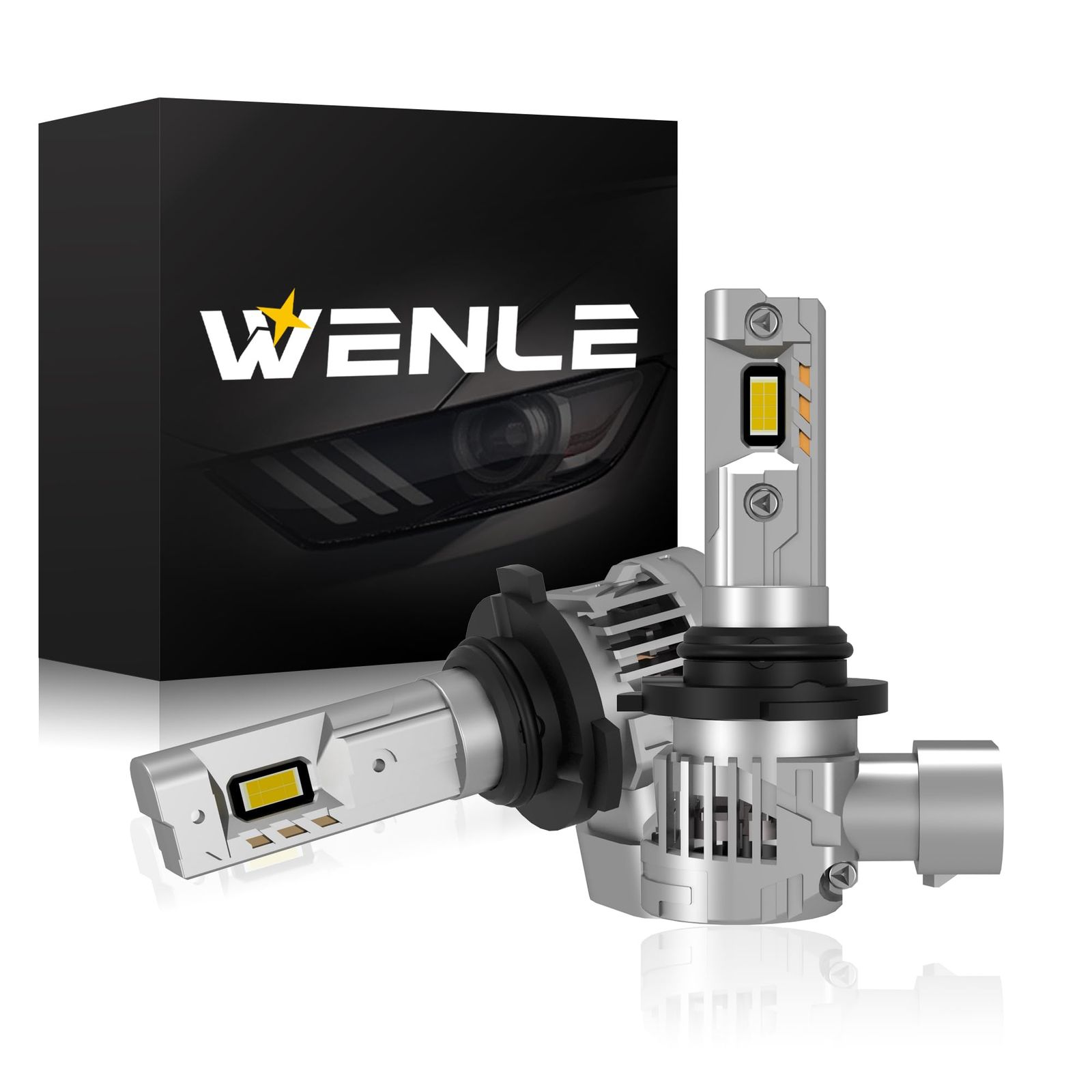 WENLE 史上超爆光 HB3 led ヘッドライト バルブ ハイビーム 新車検対応 20倍明るさUP 爆光30000LM（15000LM*2） 100W(50W*2) ホワイト 6000K DC12V車対応 定電流回路搭載 長寿命 静音冷却ファン付 ...
