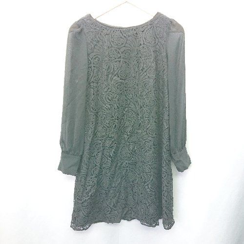 ◇ LAPIS LUCE BEAMS ラピスルーチェ ビームス レース 長袖 膝丈 ワンピース サイズ36 ブラック レディース E 【1407180031531】