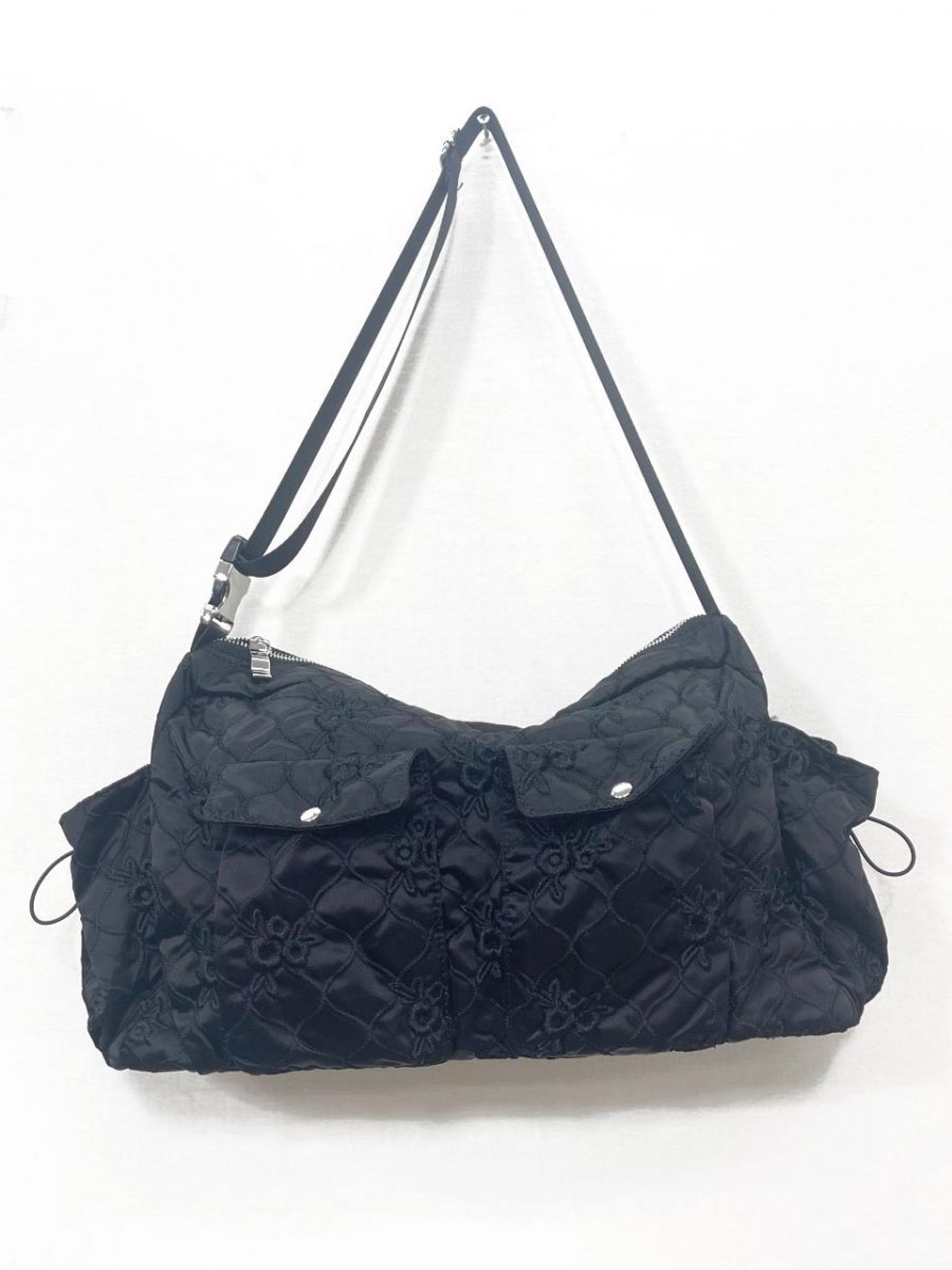 POPPY ポピー あさぎーにょ Flower quilted フラワー キルティング ショルダー バッグ 黒 ■■◎レディース