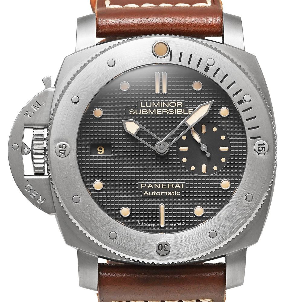 箱・保証書・ベルト付き OFFICINE PANERAI ルミノール サブマーシブル 1950 レフトハンド 3DAYS オートマチック チタニオ 世界1000本限定 Ref.PAM00569 ブラック 中古品 メンズ 腕時計