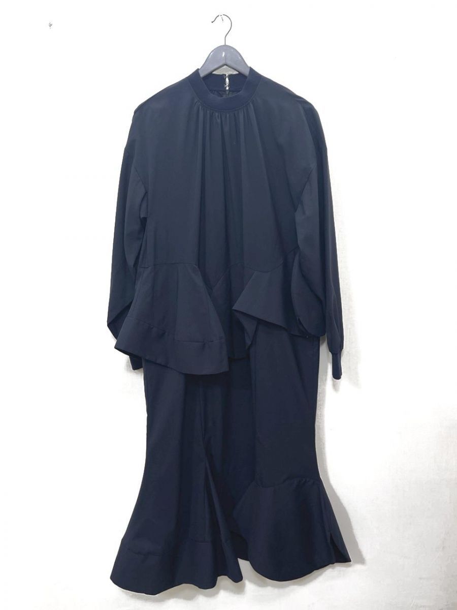 新品 ENFOLD エンフォルド ペプラムドレス PEPLUM DRESS ワンピース size38 (M相当)/紺 ■■◎レディース