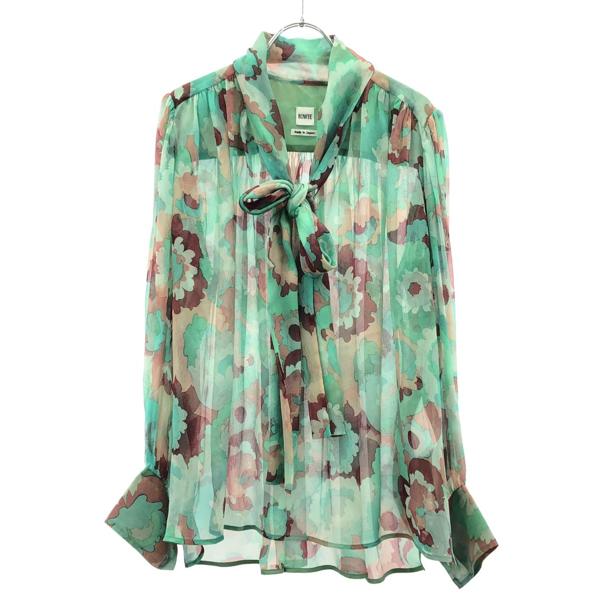 BOWTE バウト 23SS Print Bowtie Blouse シルクシアーブラウスシャツ 231-11-0010 グリーン -