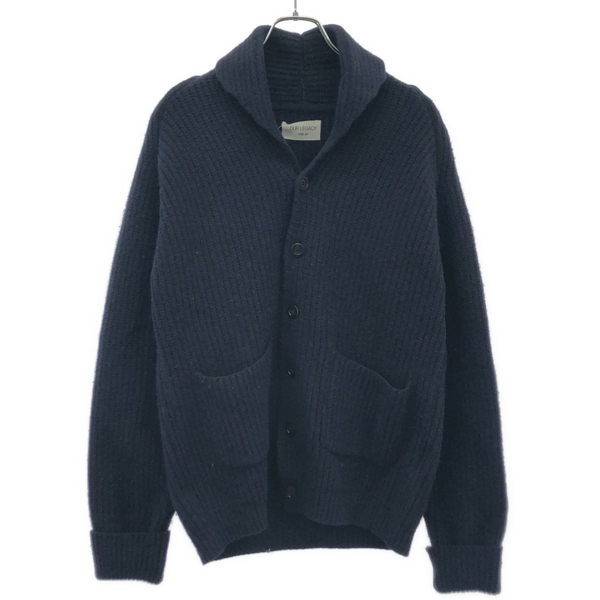 OUR LEGACY アワーレガシー BOILED SHAWL CARDIGAN ショールカラーニットカーディガン 1113-343-2083 ネイビー 48