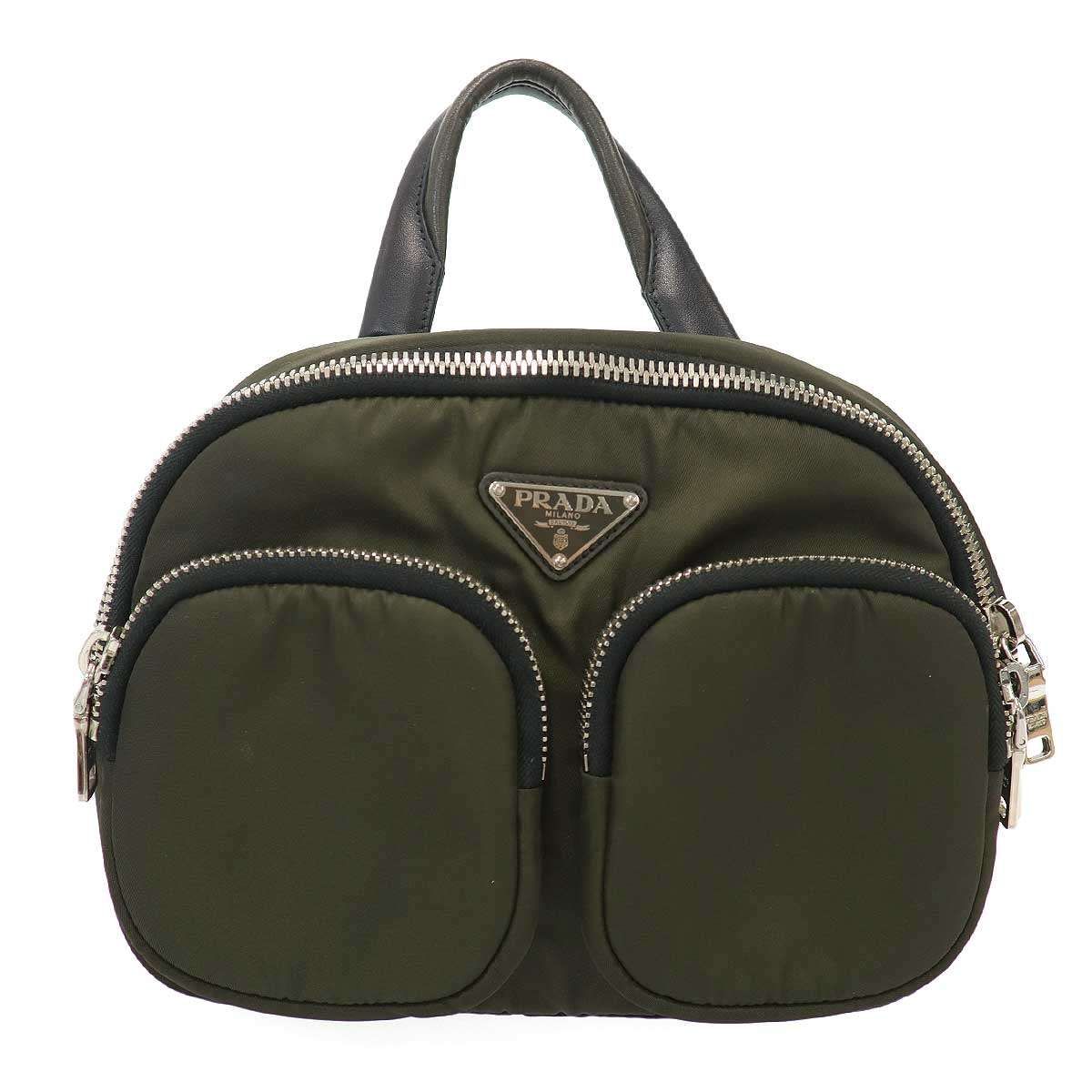 PRADA プラダ ロゴプレートナイロン バックパック 1BZ049 カーキ -