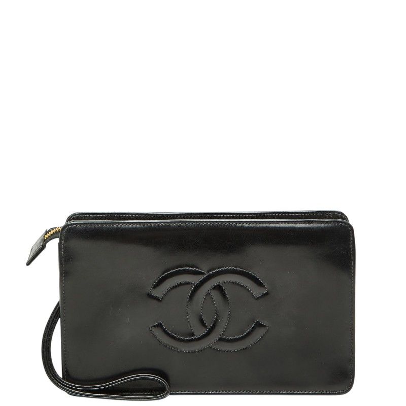 シャネル ココマーク マトラッセ クラッチバッグ セカンドバッグ ブラック レザー レディース CHANEL【1-0268405】