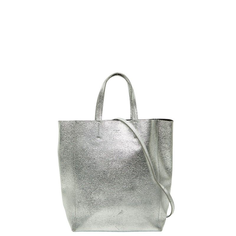 セリーヌ バーティカルカバ スモール ハンドバッグ ショルダーバッグ 2WAY シルバー レザー レディース CELINE【1-0268666】