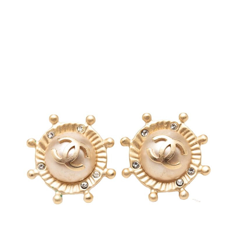 シャネル ココマーク ピアス 05A ゴールド メッキ ラインストーン レディース CHANEL【1-0269338】