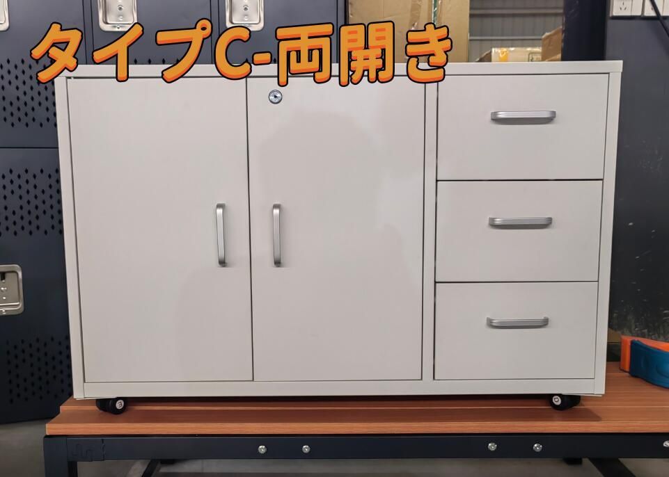 【予約販売7月中】デスクワゴン スチール製 鍵付き 引き出し3つ 可動棚 静音設計 キャスター付　組立品 貴重品収納 ファイル書類収納庫 オフィスワゴン ロッカー 業務用 事務所/会社/店舗/病院/学校対応 ホワイト