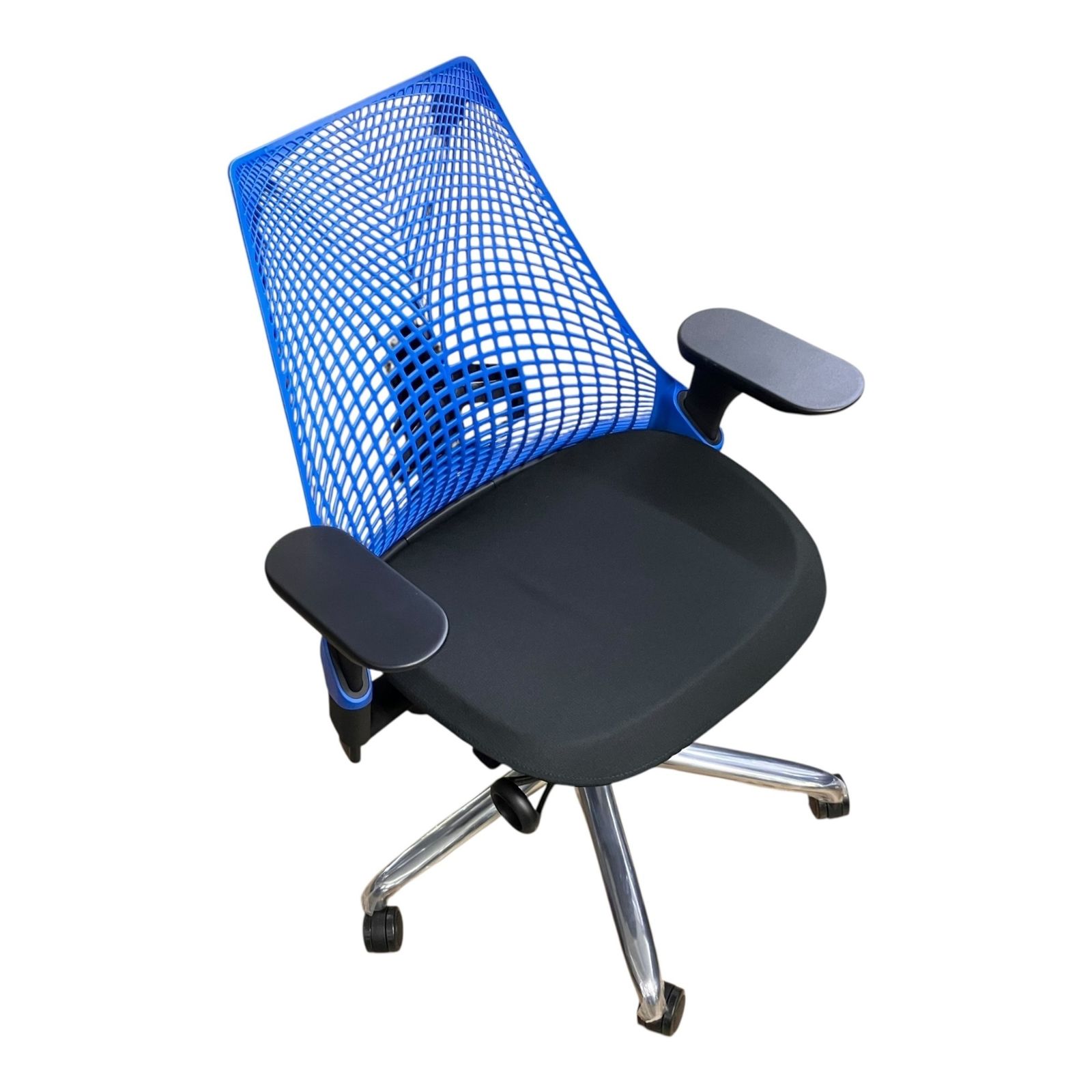 ■▲極美品 Herman Miller セイルチェア Sayl フルアジャスタブルアーム ブルー ブラック メッシュチェア 昇降 リクライニング 動作確認済 展示品2524344,2524344