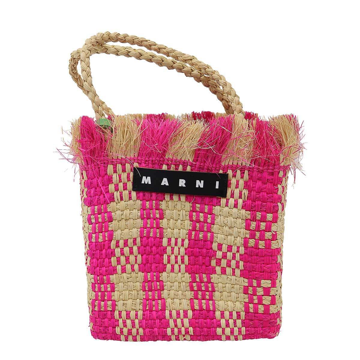 MARNI マルニ MARKET マーケット ラフィア かごトートバッグ ピンク - 13,875円