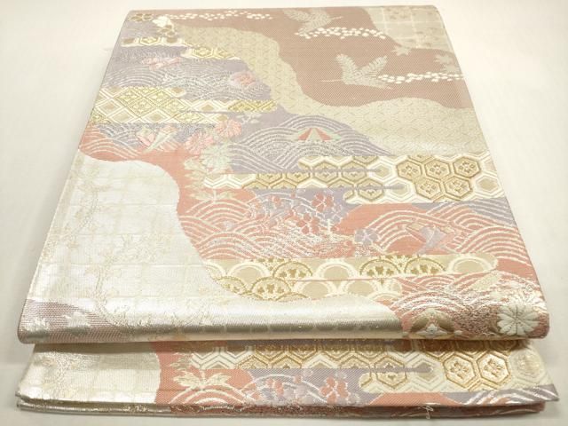 袋帯　和紙　逸品 平和屋着物◎六通柄袋帯 道長吉祥花文 金銀糸 正絹 逸品 DABF5380xg