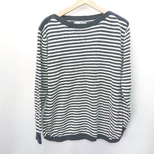 ◇ ADAM ET ROPE アダムエロペ ボーダー柄 長袖 ニットトップス サイズＭ ネイビー ホワイト レディース E 【1407180038677】