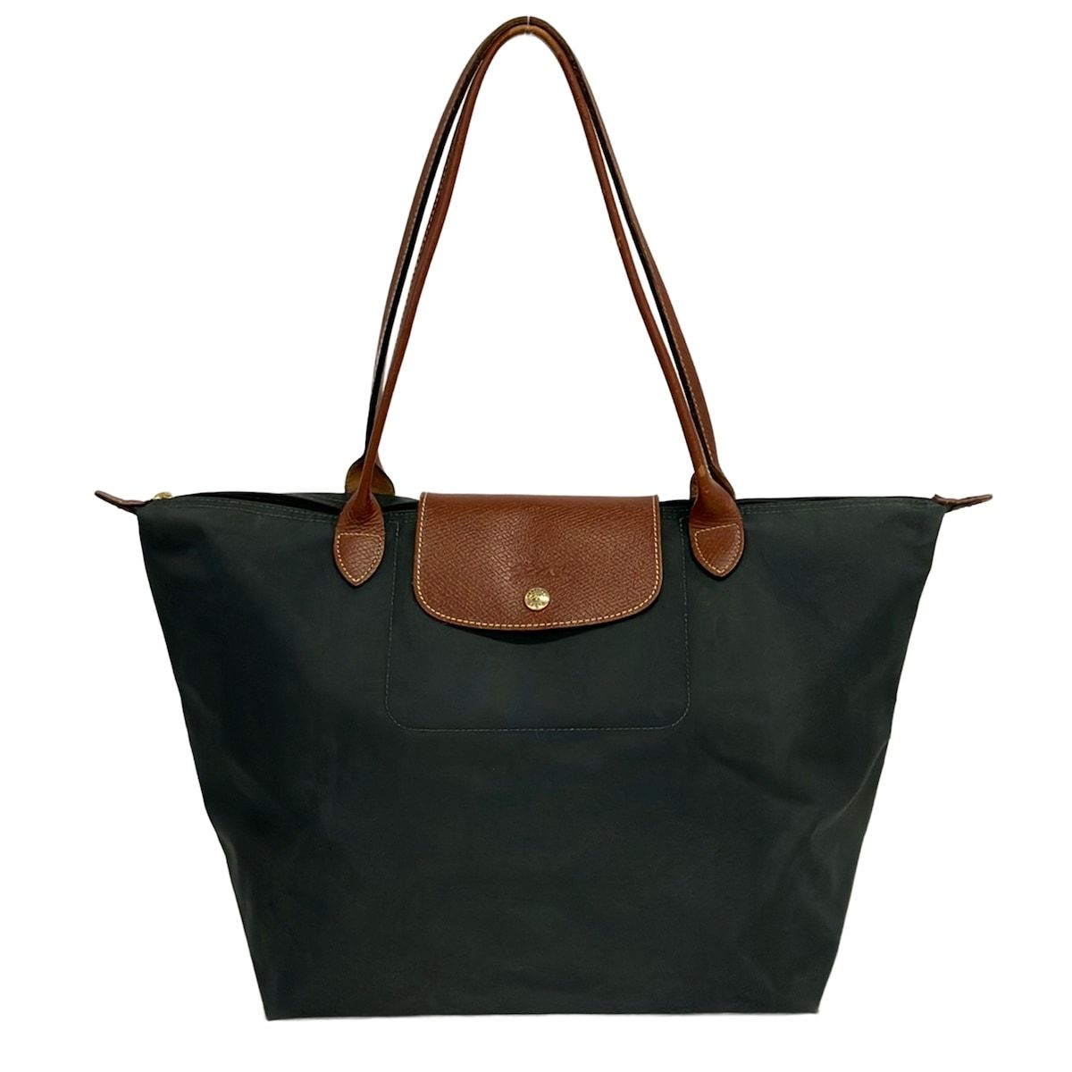 LONGCHAMP(ロンシャン) ショルダーバッグ ル・プリアージュオリジナル カーキ×ダークブラウン 折りたたみ レザー
