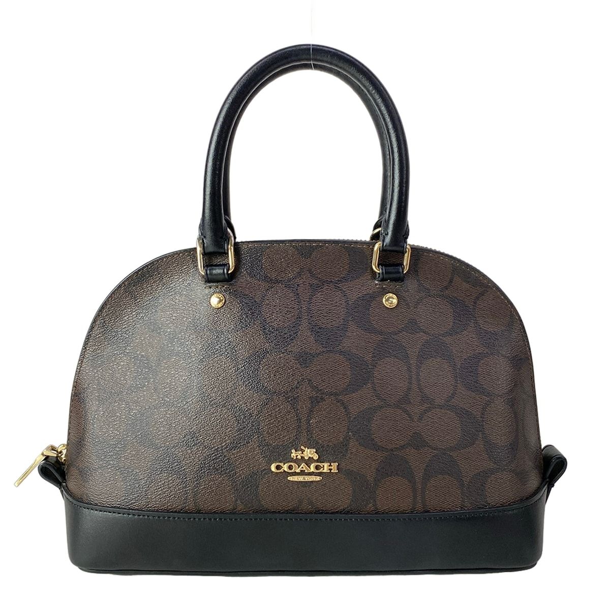 COACH(コーチ) ハンドバッグ シグネチャー シエラ サッチェル F58295 ダークブラウン×黒 レザー