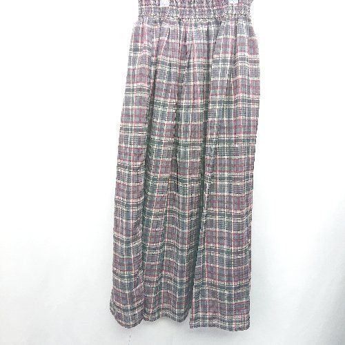 ◇ W closet ダブルクローゼット チェック柄 ロング丈 フレア スカート サイズF ブラック系 レディース E 【1407180039483】