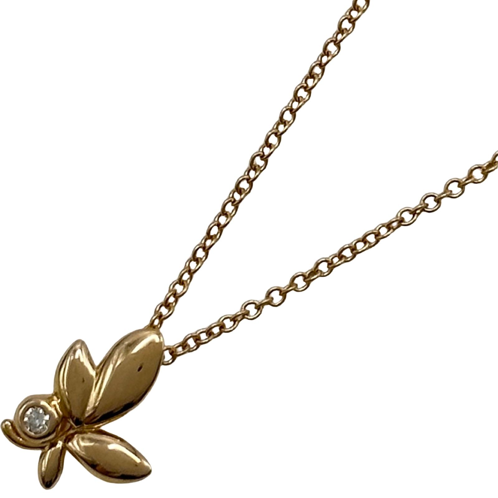ティファニー TIFFANY＆CO オリーブリーフネックレス ピンクゴールド Au750 ダイヤモンド ジュエリー