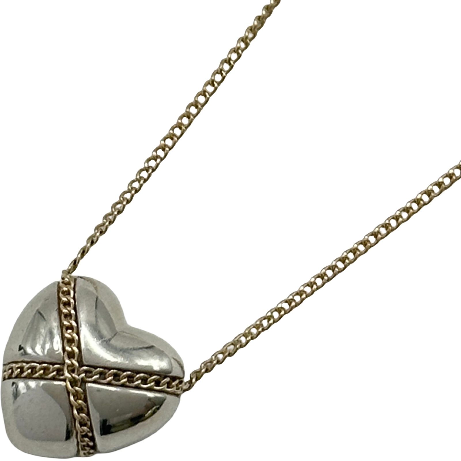 ティファニー TIFFANY＆CO チェーンクロスハートネックレス ゴールド/シルバー K14/925 ジュエリー 48,600円