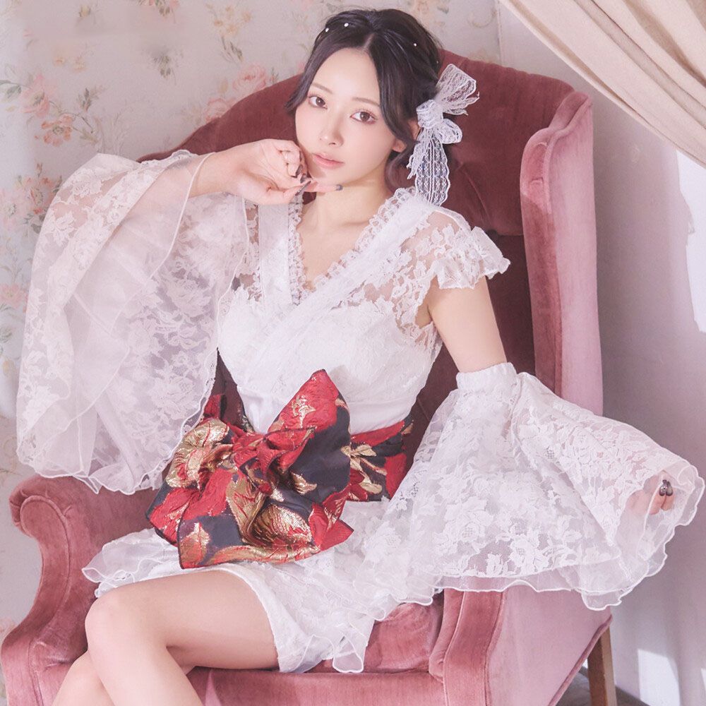 花魁 コスプレ ミニ ショート丈 仮装 コスプレ 和服 着物 花魁 ドレス 記者会見 入場 接待 芸能人 衣装 着物 コスプレ 花柄レース 着物ミニドレス