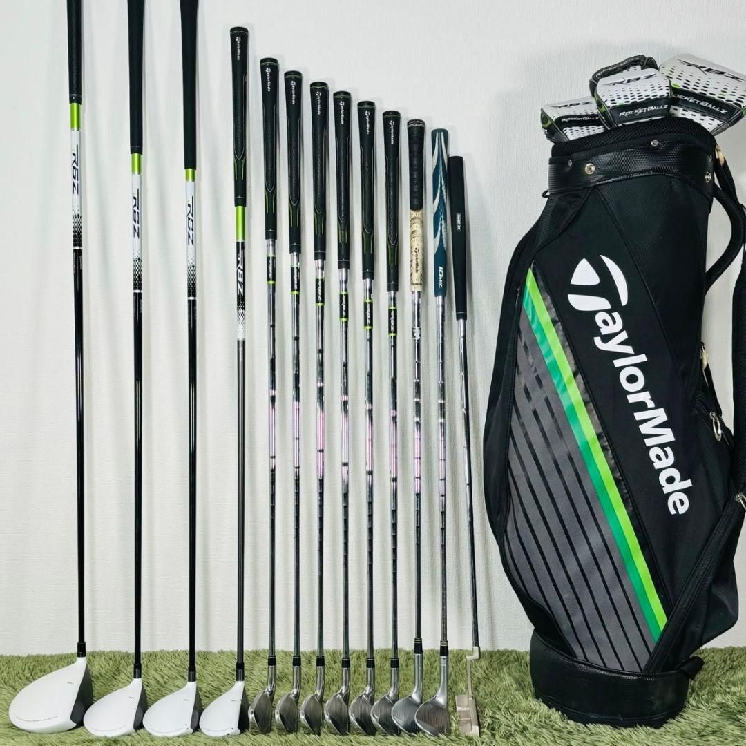 TaylorMade テーラーメイド RBZ キャディバック ブラック グリーン 中古】テーラーメイド RBZ フルセット キャディバッグ付き 13本セット