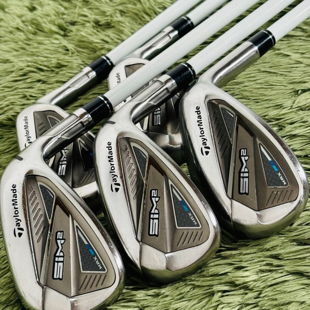 【中古】テーラーメイド シム2マックス アイアン5本セット レディースゴルフ 初心者 TaylorMade SIM2 MAX カーボンシャフト 右利き 女性 TENSEI TM40 flex L